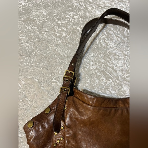 Kooba Brown Distressed Leather Brown Studded Hobo Bag - Picture 5 of 9